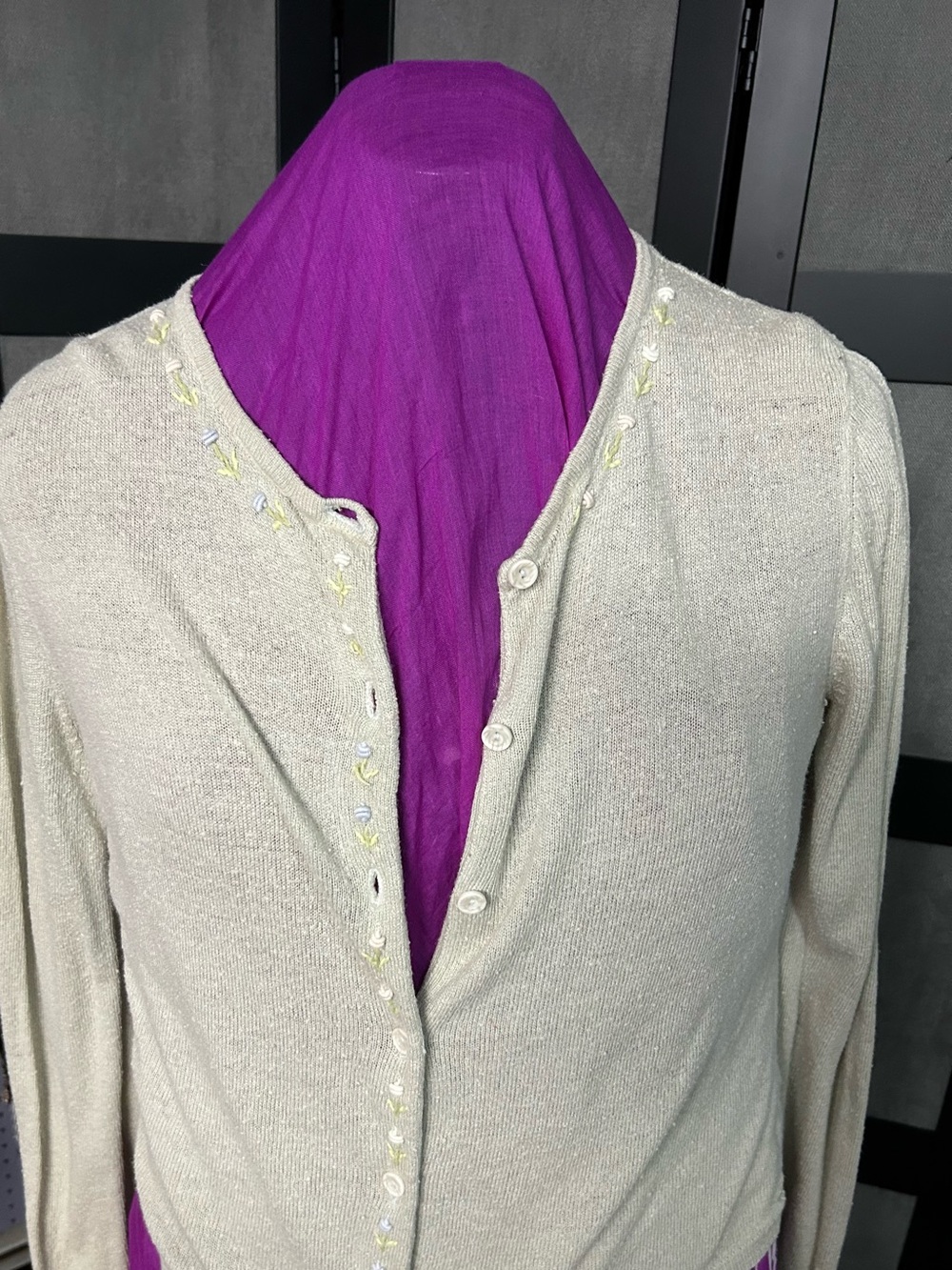 The Limited gray Embroidered Button-Front Cardigan